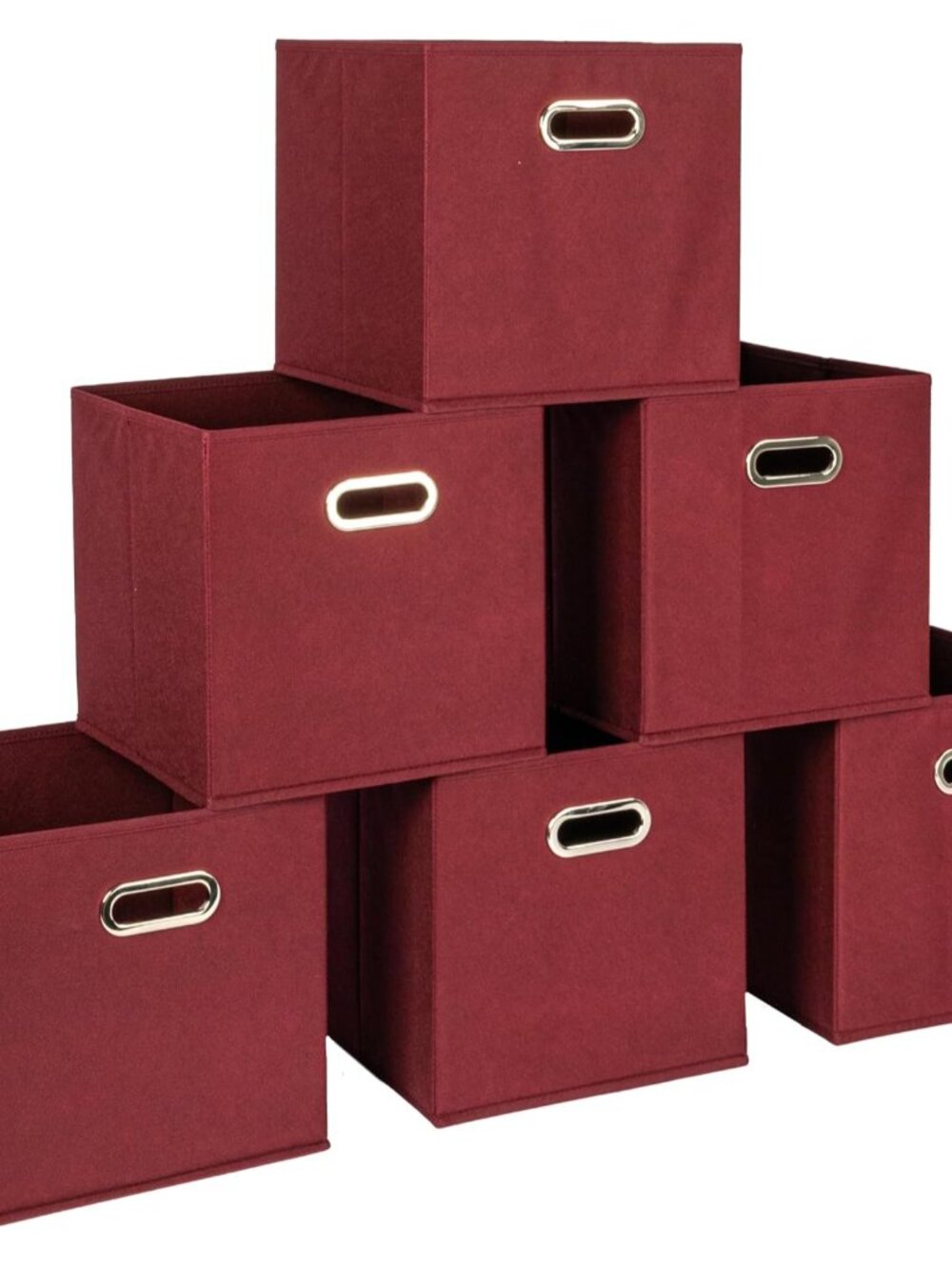 Fabric Storage Bins 6 Piece Set, Burgundy